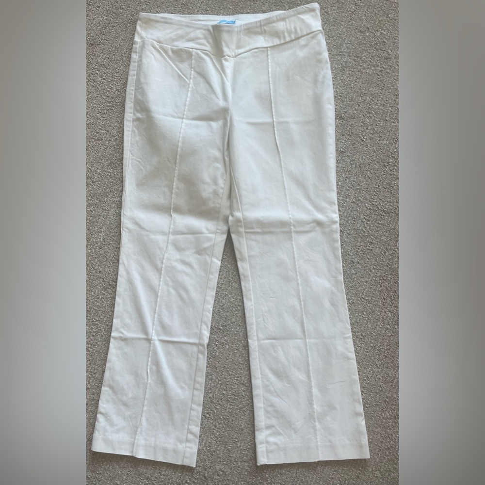 J. McLaughlin Pants White Ivory Stretch Pull On Flat Front Size 10